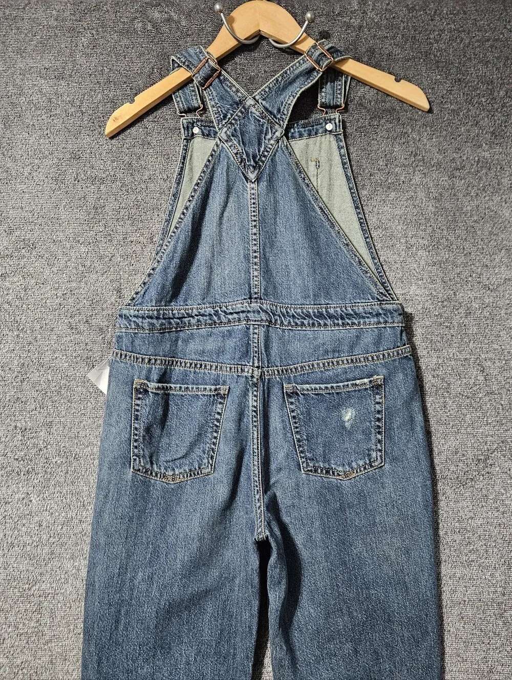 NWT Gap Kids Distressed 100% Cotton Denim Overalls Medium Indigo Wash Size XXL